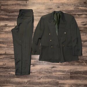 Vintage green double breasted suit and pants